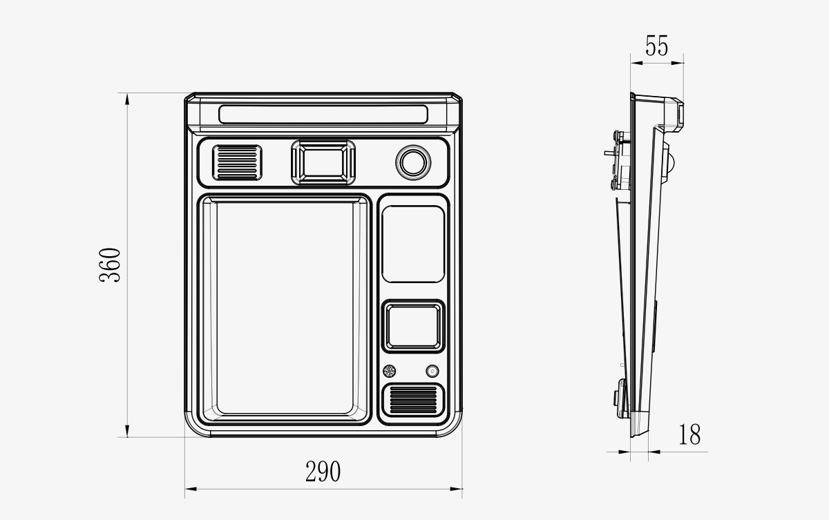 垃圾桶基礎版3288中控系統(tǒng)產品尺寸圖